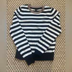 Banana Republic Black and White Striped Crewneck Sweater